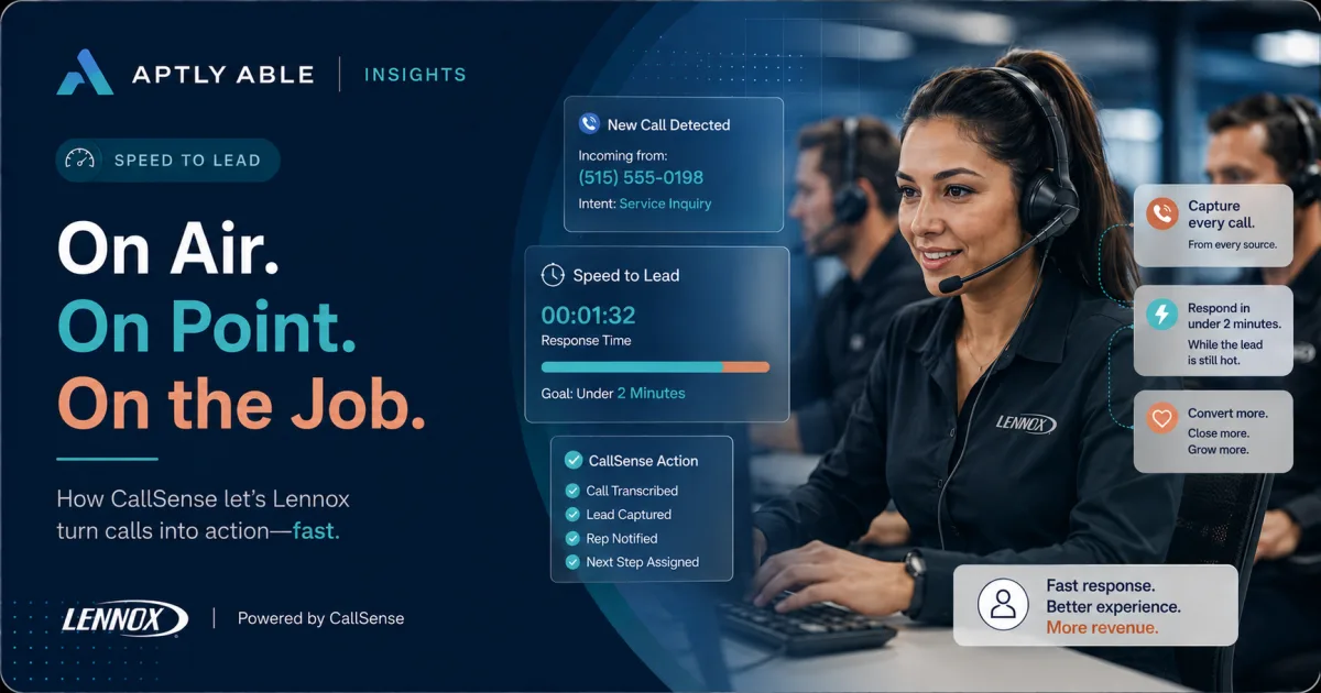 Lennox call center representative with CallSense speed-to-lead insights and call recovery actions
