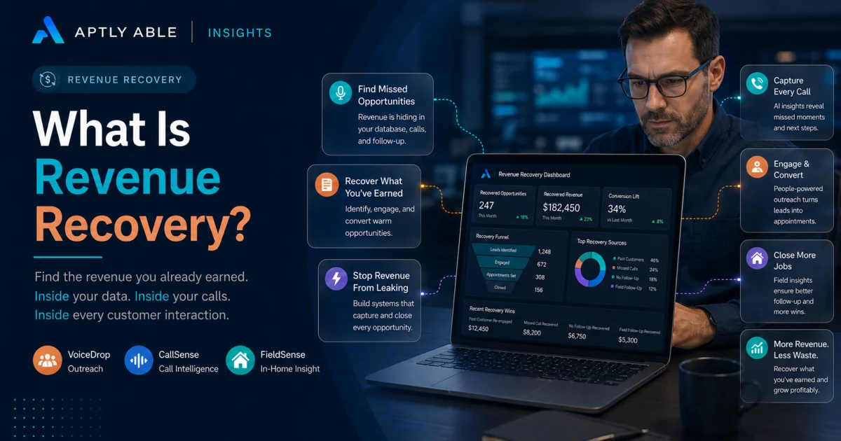 What Is Revenue Recovery and How Does It Work featured graphic with a glowing revenue path on a dark blue background